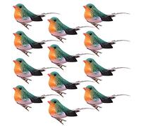 QYLJZB 12PCS Christmas Robin Bird, Cute Artificial Feather Foam Bird, Christmas Tree Ornaments Mini Birds with Metal Clip for Garden Wedding Party