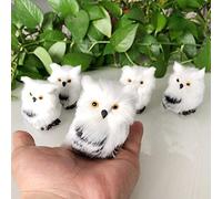 QYLJZB 5Pcs Owl White Black Furry Christmas Ornament, Christmas Style Cute Owl Model Tree and Desktop Decor, Fluffy Owl Christmas Ornament Bird Decoration