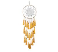 QYLJZB Wall Hanging Dream Catcher, Handmade Large Circle Lace Boho Woven Dream Catchers Tassels Decoration for Bedroom Dorm Nursery Chic Ornament Craft(Yellow)