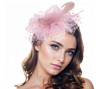 QYLPZ Fascinators for Weddings, Baby Pink Fascinators for Women with Silk Flowers- Adjustable Headband & Hair Clip, Perfect for Weddings, Formal Events,Tea Party Royal Ascot Bridal Headwear