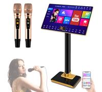 QYLTTDM 21.5 Inch Professional Karaoke System, Capacitive Touch Screen Karaoke Machine, With 2wireless Microphone, Phone App Control, Power Amplifier Function, For Home, Bar