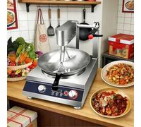 QYLTTDM 5000W Automatic Cooking Machine, Automatic Stir Fry Machine with Double Head Mixer, 5 Speeds, 360 ° Automatic Rotation Evenly, 80-260°C Temperature and Preset Time