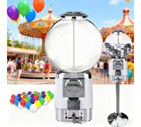 QYLTTDM Candy Vending Machine, Commercial Coin Gumball Machine, 240 Capacity with Metal Stand &20 Colored Ball Shells Vending Machines, Mini Chewing Gum Machine for Home,Game Stores&Retail Stores