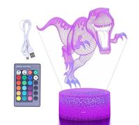 Qylzkvnth 3D Illusion Dinosaur Night-Light, Soft Even Lighting, 21.5x15x5.3cm, Dinosaurs Acrylic Light with Remote Control, Animal Decor Lamp, Versatile Use, for Nursery Nightstand Bedroom