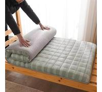 QYMLSH Thickened Floor Mat, Single Double Student Mattress, Soft Non-Slip Japanese Futon Mattress, Soft Washed Cotton Portable Guest Mattress,for Bed Sofa Dormitory Camping Travel(Green,0.9 * 1.9m)