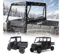 QYMOTO Soft Rear Window , Canvas Rear Windshield, Dust Panel for Polaris Midsize Ranger 570 Crew ETX EV Pro-fit Roll Cage Back Window Roof Remove before Installation