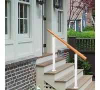 QYMYOZ Adjustable Wooden Handrail for Outdoor Stair Safety Non Slip Handrail for 1 to 3 Steps Easy Installation on Concrete/Wood/Brick Bianco H:85cm L:60cm