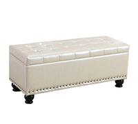 QYMYOZ Fire Safety Folding Storage Ottoman Pu Sofa Stool Toy Storage Box With Flip Solid Wood Shoe Bench Suitable For Bedroom,Living Room Bearing Weight 150Kg 80X40X42Cm Ottoman