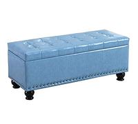 QYMYOZ Fire Safety Folding Storage Ottoman Pu Sofa Stool Toy Storage Box With Flip Solid Wood Shoe Bench Suitable For Bedroom,Living Room Bearing Weight 150Kg 80X40X42Cm Ottoman