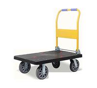 QYMYOZ Heavy Duty Flatbed Platform Trolley Cart - Foldable Steel Dolly with Silent Wheels Easy Storage Push Hand Truck for Home Office & Warehouse Use