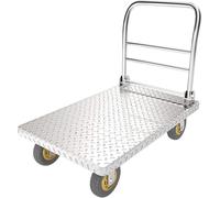 QYMYOZ Heavy Duty Flatbed Platform Trolley Cart - Steel Dolly with Wheels Folding Hand Truck for Warehouse & Basement - Durable Steel Chassis & Handle for Easy Moving