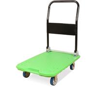 QYMYOZ Heavy Duty Flatbed Platform Trolley Steel Dolly Cart on Wheels High Capacity Rolling Hand Truck with Metal Handle & Durable Plastic Deck for Easy Transport of Luggage & G