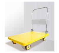 QYMYOZ Heavy Duty Flatbed Trolley Cart - Folding Steel Dolly with Plastic Panel 360° Swivel Wheels Metal Handle for Easy Indoor/Outdoor Transport Durable & Silent.