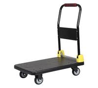 QYMYOZ Heavy Duty Folding Steel Flatbed Trolley Cart 89x59x86cm Large Platform Dolly for Heavy Loads Metal Construction Perfect for Warehouse & Transport Use