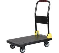 QYMYOZ Heavy Duty Steel Flatbed Platform Trolley Cart with 360° Swivel Wheels Foldable Hand Truck Dolly for Easy Loading & Storage Perfect for Warehouse & Home Use