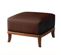 QYMYOZ Modern Leather Foot Stool with Solid Wood Legs Premium Ottoman Footrest Sofa Stool for Living Room Square Brown Accent Seat 50x50x32cm