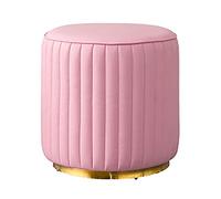 QYMYOZ Ottoman Footstool Round Leather Upholstered Footstool Dressing Table Change Shoe Stool Pouffe Seat Orange,Pink,35x35x42cm