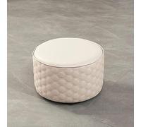 QYMYOZ Round Leather Ottoman Foot Stool Light Gray Pouffe for Living Room Kitchen Bedroom & Balcony 36x40cm Shoe Change Stool Stylish Footrest & Comfort Seat