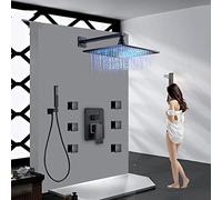 QYMYOZ Rubinetto per bagno, nero, bronzo, doccia a pioggia, rubinetto per vasca, miscelatore per vasca da bagno a parete, rubinetto per doccia, set doccia da 10 pollici, 10 pol