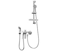 QYMYOZ Sistema doccia regolabile in ottone, set doccia a parete per bagno con rubinetto a mensola, moderno set miscelatore doccia cromato per hotel, palestra, animali domestici