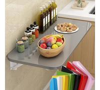 QYMYOZ Wall Mounted Floating Folding Table, Drop Leaf Dining Table Small Wooden Desk For Office Home Kitchen, Heavy Duty With Bracket, Stable Sturdy Lacquered Wood For Laundry R