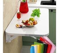 QYMYOZ Wall Mounted Floating Folding Table, Drop Leaf Dining Table Small Wooden Desk For Office Home Kitchen, Heavy Duty With Bracket, Stable Sturdy Lacquered Wood For Laundry R