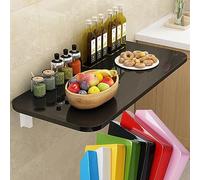 QYMYOZ Wall Mounted Floating Folding Table, Drop Leaf Dining Table Small Wooden Desk For Office Home Kitchen, Heavy Duty With Bracket, Stable Sturdy Lacquered Wood For Laundry R