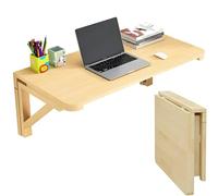 QYMYOZ Wall Mounted Folding Desk - Modern Space-Saving Study & Bedroom Table, Stylish Wooden Design, Compact Foldable Dining & Dressing Table, 60x45cm (23.6x17.7in)