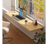 QYMYOZ Wall Mounted Folding Desk - Wooden Foldable Table for Kitchen & Office, Heavy Duty Laundry Workbench with Bracket, Space-Saving 30x40cm Design