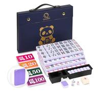 QYMZKA Chinese 1.25" (32MM) Small Purple Mahjong Set with Blue Vinyl Case