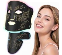 Qynera LED Face Mask with Neck Coverage, 7 Colours Red Light Therapy Mask, 850nm NIR Red Light Mask for Skin, 3 Brightness Modes, 10-30 Min Timer, Portable Home Skin Care Beauty Tool & Gift, Black