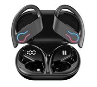 QYNIQIAN Bluetooth Headphones Wireless Earbuds 20Hrs Playback in Ear Buds Power Display with ENC Noise Canceling Mic, Last Long,Over-Ear Stereo Bass Earphones with Earhooks for Sports/Workout/Running
