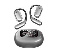 QYNIQIAN Open-Ear Wireless Earbuds Bluetooth 5.4 Headphones with Intelligent Touch Screen & Earhook, 40Hrs Playback Sport Ear Buds Earphones,Ultra-Comfort Design,Compatible with iPhone & Android,Grey