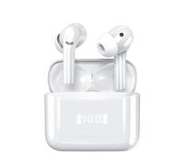 QYNIQIAN Wireless Bluetooth Headphones in Ear Bud Earphones with ENC Call Noise Reduction, HD Digital Display Charging Pod Sport Headset,Built-in Mic for TV Smart Phone Laptop Computer Sports,White