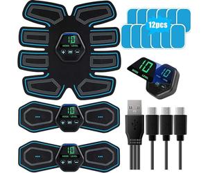 Qynoba ABS Trainer Muscle Stimulator EMS Muscle Stimulator Trainer ABS Stimulator Military with 12 Gel Pads Electric Abdominal Muscle Toner 10 Modes & 20 Intensities for Arms Waist Full Body