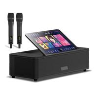 QYOEGSQ 14-inch Capacitive Karaoke Machine,Touch Screen Karaoke System with 2 Wireless Microphones,Portable Media Player,Power Amplifier Function, AI Smart Voice Control the Song Function(Black,1TB)