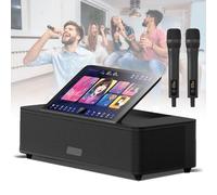 QYOEGSQ Touch Screen Karaoke System,14-inch Capacitive Karaoke Machine with 2 Wireless Microphones,Portable Media Player,AI Smart Voice Control the Song Function, Desktop KTV Player(Black,2TB)