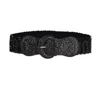 QYPDIYI Women Wide Stretchy Waist Belts Sparkle Bling Sequin Elastic Cinch Belt for Dress, Black, One Size