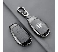 QYPLKJHG Car Key Cover for Alfa Romeo Tonale 2022 2023, Car Key Fob Cover Leather Key Cover Case with Keychain Car Key Case Protector Key Shell Car Key Protective Cover Car Accessories,A-3-Grey 2