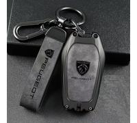 QYPLKJHG Car Key Cover for Peugeot 308 SW 2017-2021, Car Key Fob Cover Leather Key Cover Case with Keychain Car Key Case Protector Key Shell Car Key Protective Cover Car Accessories,A-3