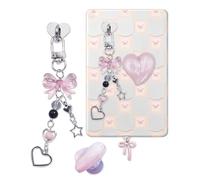 QYRCXX Cute Charm Set with Dust Plug Type C/USB C &Heart Grip Holder for Kindle, E-Reader Charm Chain Accessories Compatible with Paperwhite 11/12 Generation, Bling Keychains with Hook (pink)