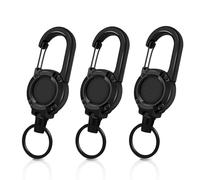 QYRDBGY 3 PCS Retractable Keyring, Heavy Duty Retractable Keychain with 60cm Steel Wire Extendable Lanyard Badge Holder Badge Reel with Carabiner