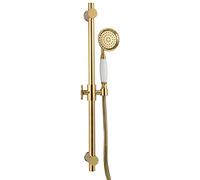 QYRKYP Water-Tap Adjustable Shower Slide Bar Brass Shower Riser Rail Wall Mounted Gold Shower Slider Rail with Adjustable Shower Head Holder, Handheld Shower Head, Shower Hose