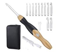 Qyrugcxs 11 in 1 LED Crochet Hook Set, 9 in 1 USB Rehargeable Light Up Crochet Hooks Hand Weave Sewing Tools, Crochet Hook Set