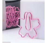 Qyrugcxs 12pcs/Lot TOP Quality Plated Pink Paper Clips Paper Needle Bookmark Metal Memo Clip Stationery Cherry Blossoms Box Clips