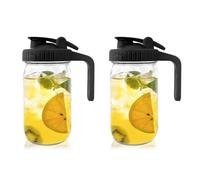 Qyrugcxs 2set 32OZ Jar Pour Spout Lid-Glass Pitcher with Lid,Breast Milk Pitcher,Seal for Juice,Milk,Coffee,Tea,Drink