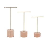 Qyrugcxs 3Pcs T Bar Earring Display Stand with Wooden Base Jewelry Holders Hanging Jewelry Organizer for Photography Props B