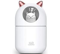 Qyrugcxs Cute Cat Cool Mist Humidifier for Home,Cat Night Light Essential Pure Air for Baby Room,Easy Clean Quiet Operation White