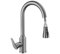 Qyrugcxs Kitchen Faucets 304 Stainless Steel Pull Out Kitchen Sink Water Tap Deck Mounted Mixer Heads Hot Cold Taps Third Gear