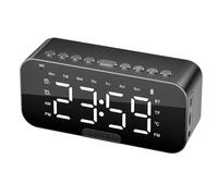 Qyrugcxs LED Digital Alarm Clock with Bluetooth 5.1 Rechargeable Portable Music Player Desktop Screen Displays Temperature Support TF Card AUX Connection 3 Levels Brightness Phone Stand A
